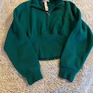 Victoria’s Secret Women's Green Half-Zip Sweatshirt